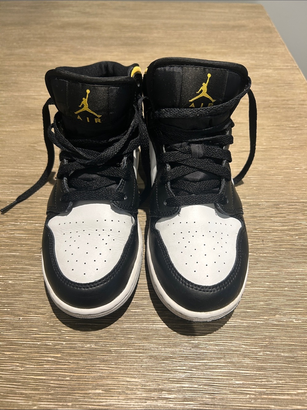 Jordan Kids' High-Top Sneakers in Black, White & Gold